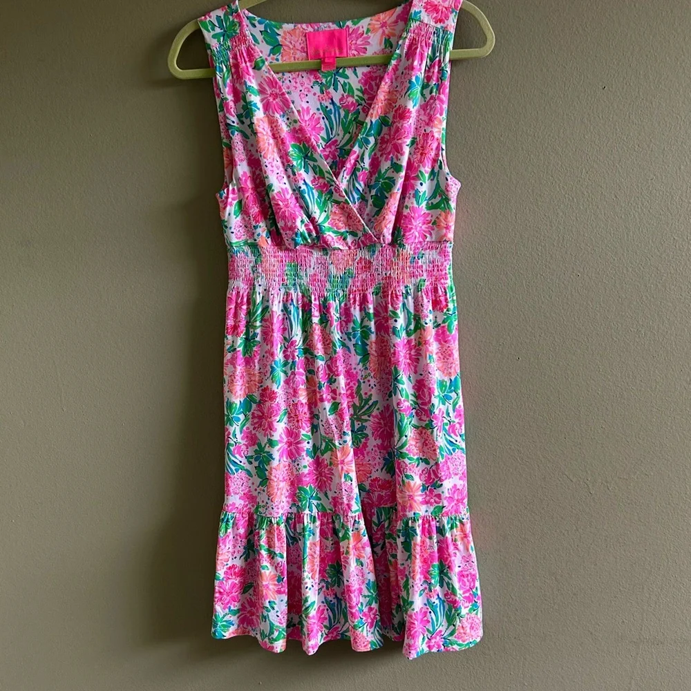 Lilly Pulitzer Pink and Green Floral Midi Dress - Picture 5 of 10
